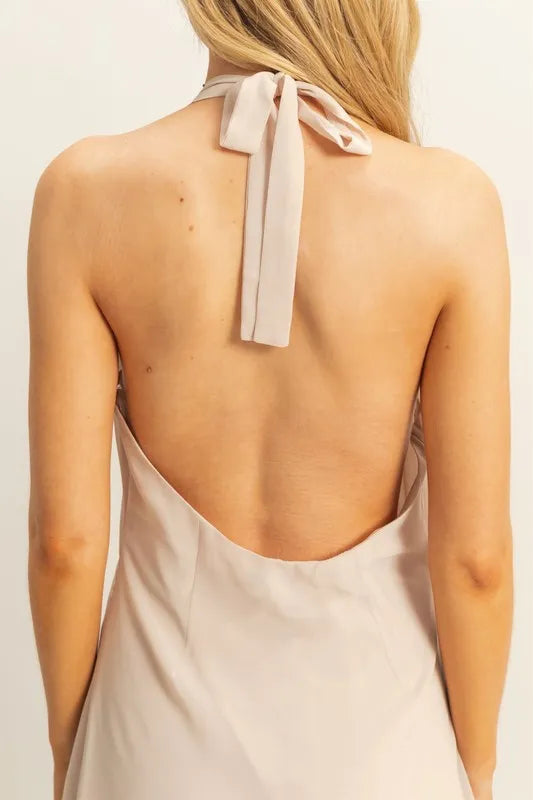 HYFVE Chiffon Halter Asymmetrical Hem Dress - Velora Luxury Fashion