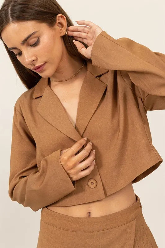 HYFVE Cropped Button-Down Blazer - Velora Luxury Fashion