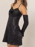 HYFVE Sequin Rosette Halter Mini Dress - Velora Luxury Fashion