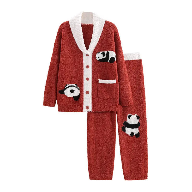 Half Velvet Pajamas For Women Autumn And Winter Soft Cardigan Suit - Velora