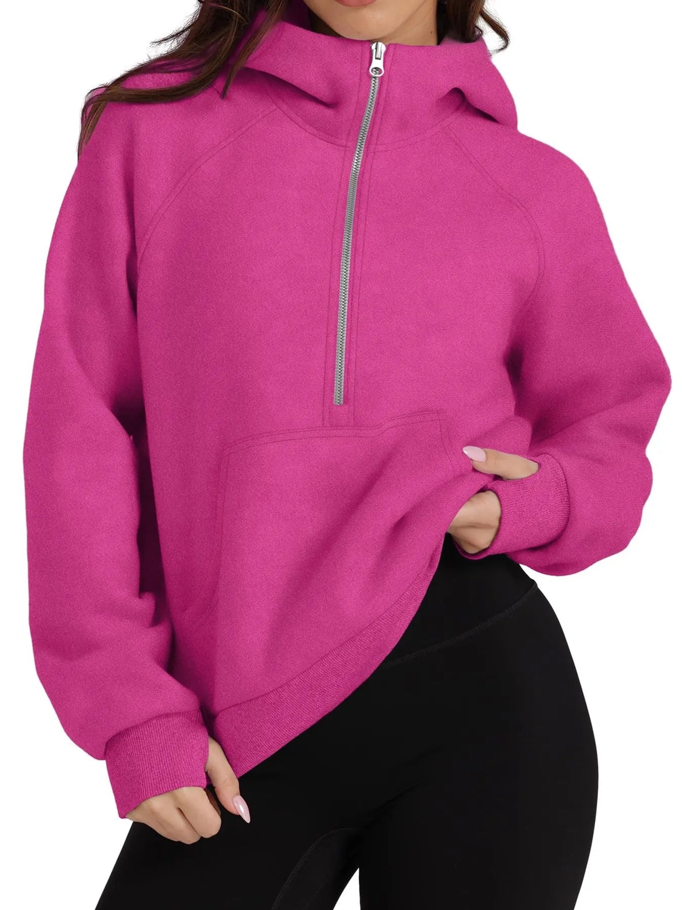 Half-Zip Hoodie with Kangaroo Pocket - Velora Luxury Fashion