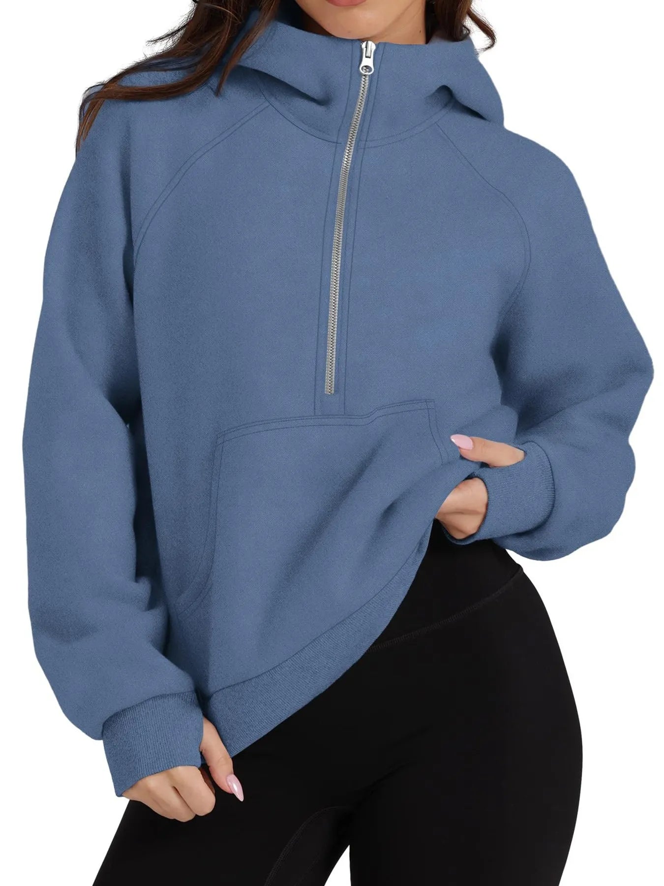 Half-Zip Hoodie with Kangaroo Pocket - Velora Luxury Fashion