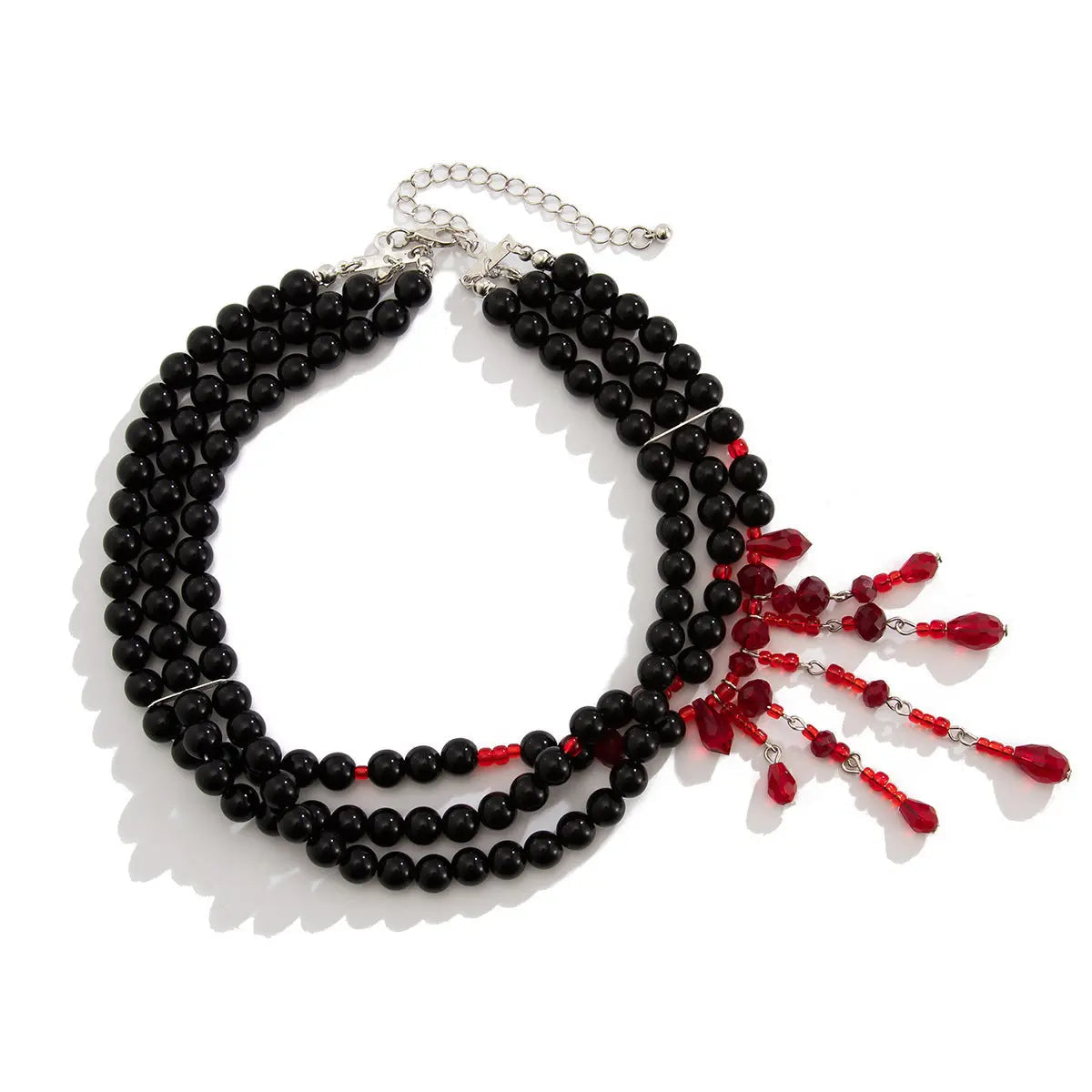 Halloween Blood Drop Tassel Pearl Crystal Necklace - Velora