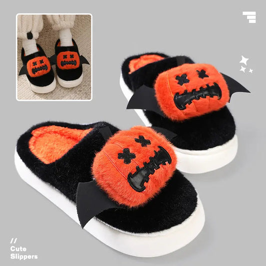 Halloween Cartoon Funny Pumpkin Slippers With Small Wings Design Indoor Non-slip Bedroom Floor Cotton Slipper Winter House Shoes Couple EX-STOCK Canada