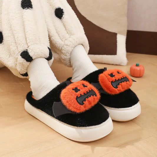 Halloween Cartoon Funny Pumpkin Slippers With Small Wings Design Indoor Non-slip Bedroom Floor Cotton Slipper Winter House Shoes Couple EX-STOCK Canada