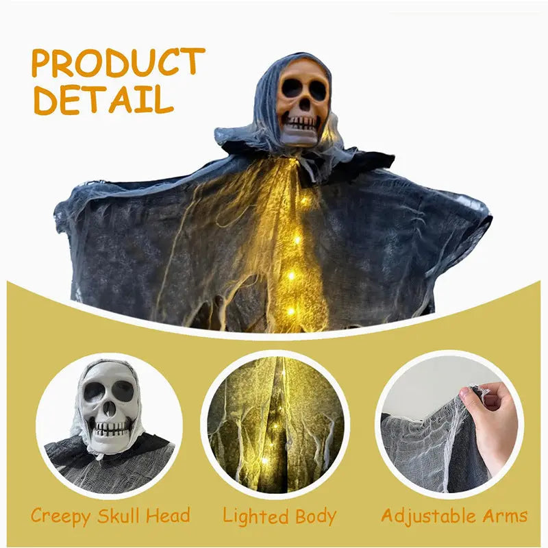 Halloween Decorations Horror Hanging Ghost Skull Skeleton Prop Perfect For Home Outdoor Yard Party Supplies Festival Decorations - Velora
