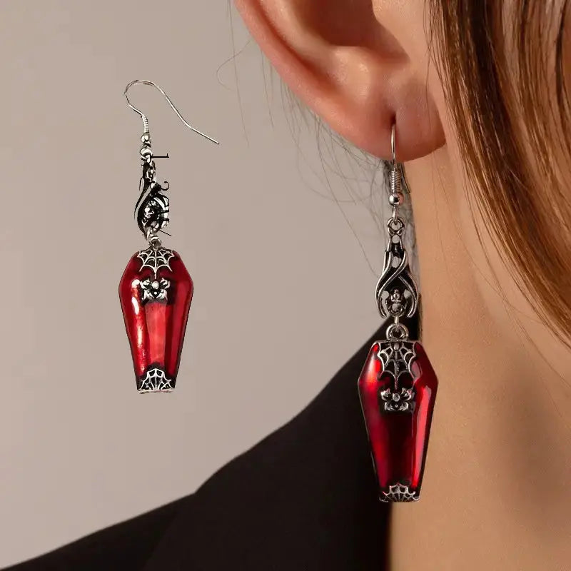 Halloween Earrings Ins Style Red Bat Spider Retro Earrings Jewelry - Velora