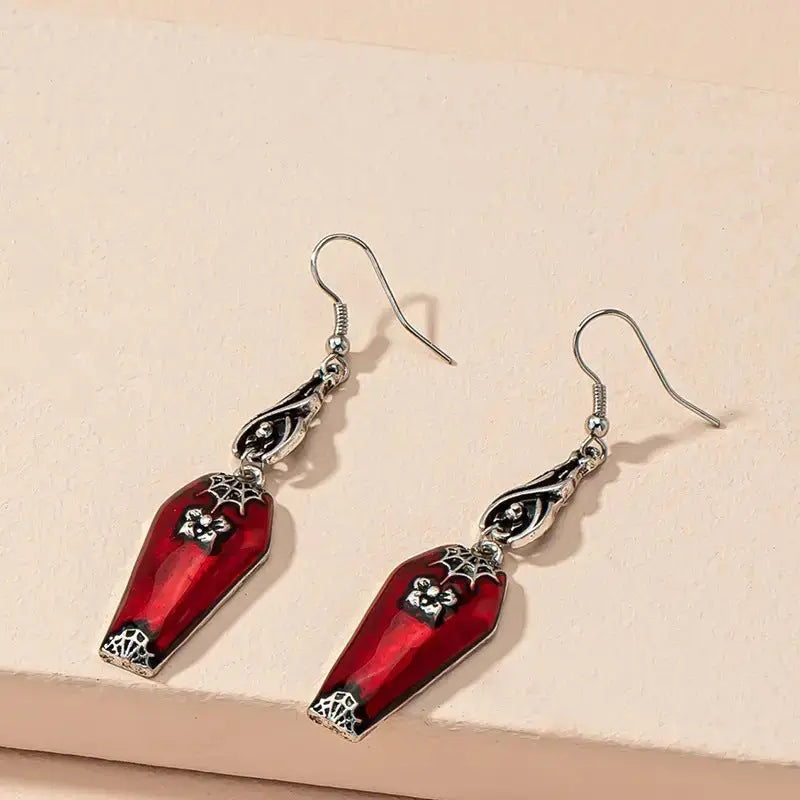 Halloween Earrings Ins Style Red Bat Spider Retro Earrings Jewelry - Velora