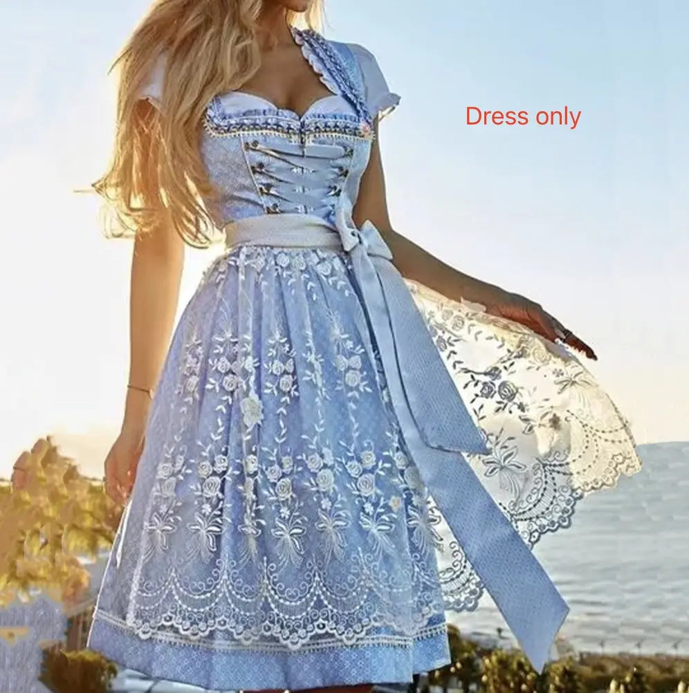 Halloween Munich Beer Long Short-sleeved Printed Lace-up Dress EX-STOCK Canada