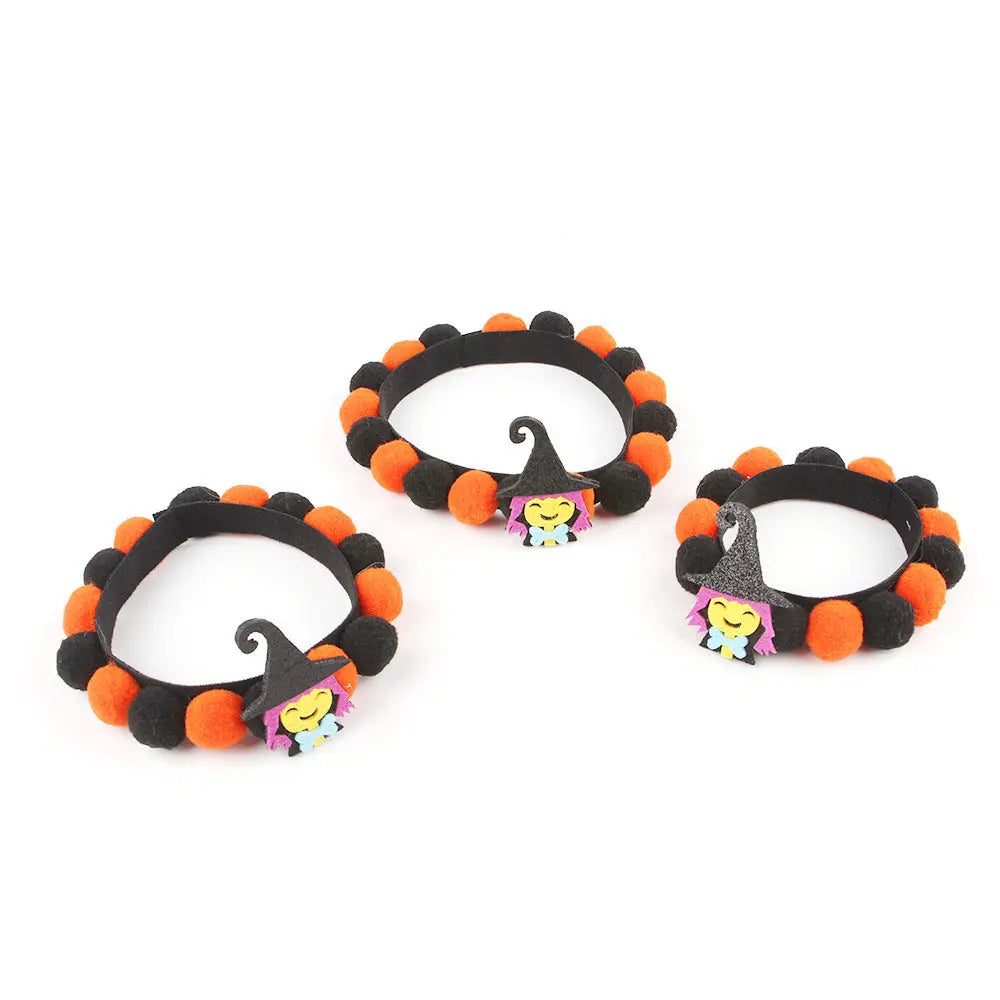 Halloween Pet Fur Ball Collar Pumpkin Accessories - Velora