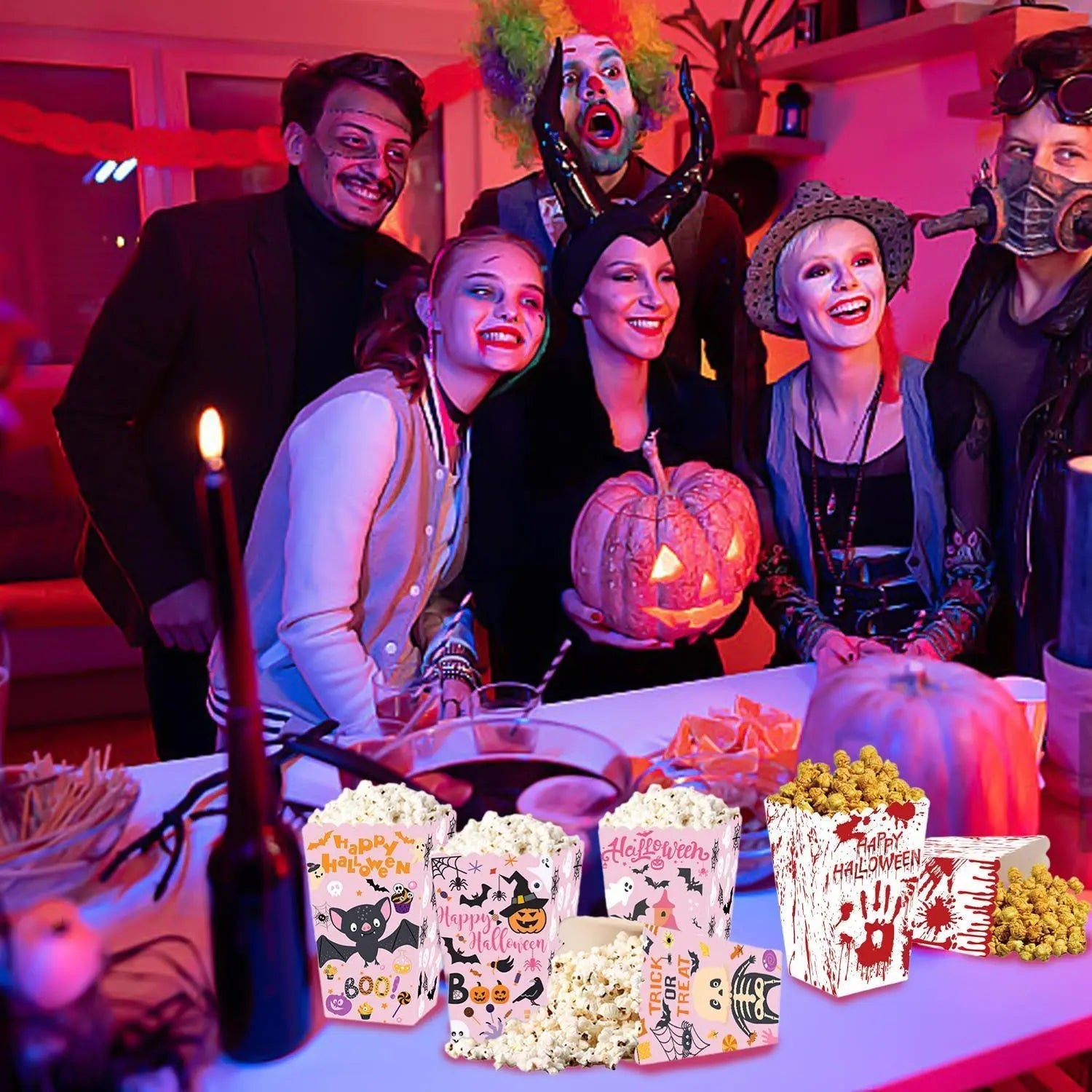 Halloween Popcorn Boxes In 3 Designs. Halloween Party Supplies In 3 Styles, 4 Of Each Style, 12 In Total EX-STOCK Canada