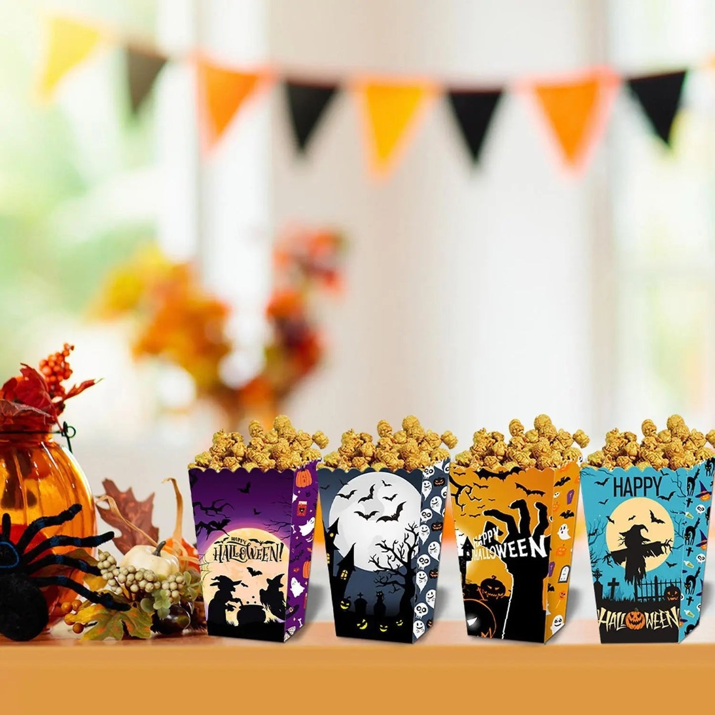 Halloween Popcorn Boxes In 3 Designs. Halloween Party Supplies In 3 Styles, 4 Of Each Style, 12 In Total EX-STOCK Canada