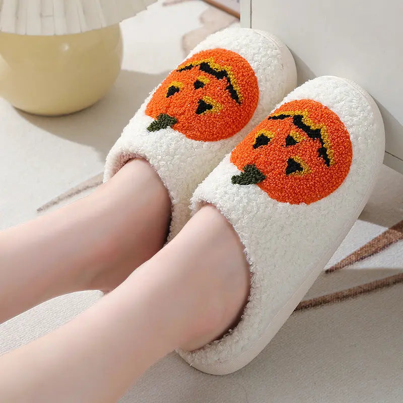 Halloween Pumpkin Cartoon Slippers Warm Winter Slippers Men And Women Couples Indoor House Shoes EX-STOCK Canada