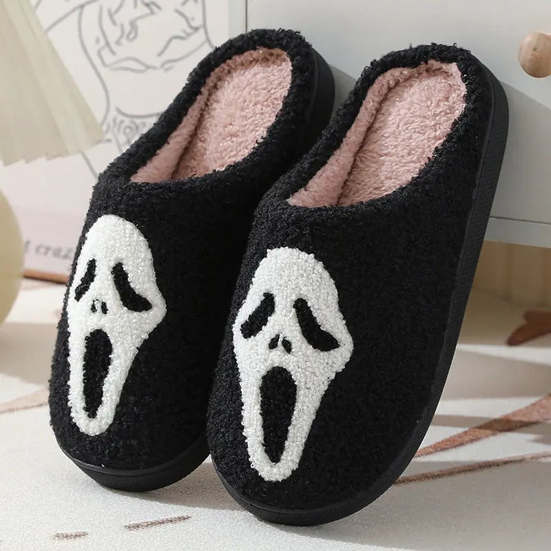 Halloween Skull Cartoon Print Slippers Warm Winter Slippers For Men Women Couple Home Shoes Indoor Cotton Slippers EX-STOCK Canada