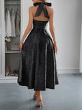 Halter Neck Midi Dress with Pockets - Velora Luxury Fashion