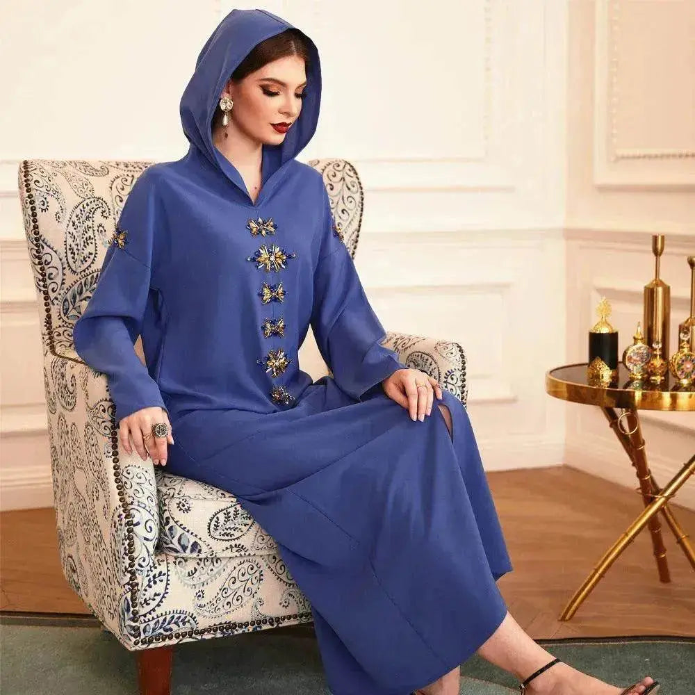 Handmade Diamond Hooded Robe Arab  Dress