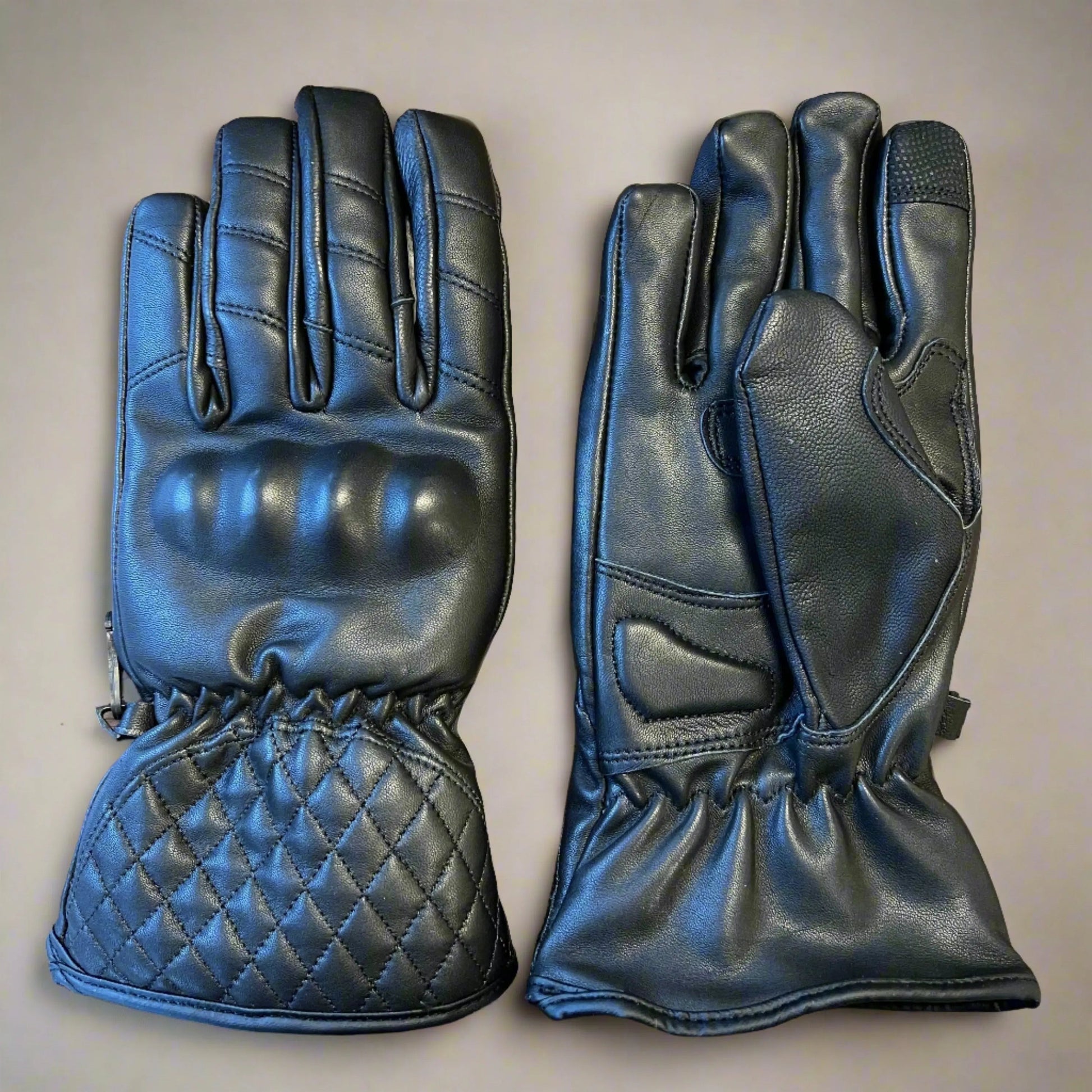 Hard Knuckle Leather Motorcycle Gloves - Velora Luxury Fashion