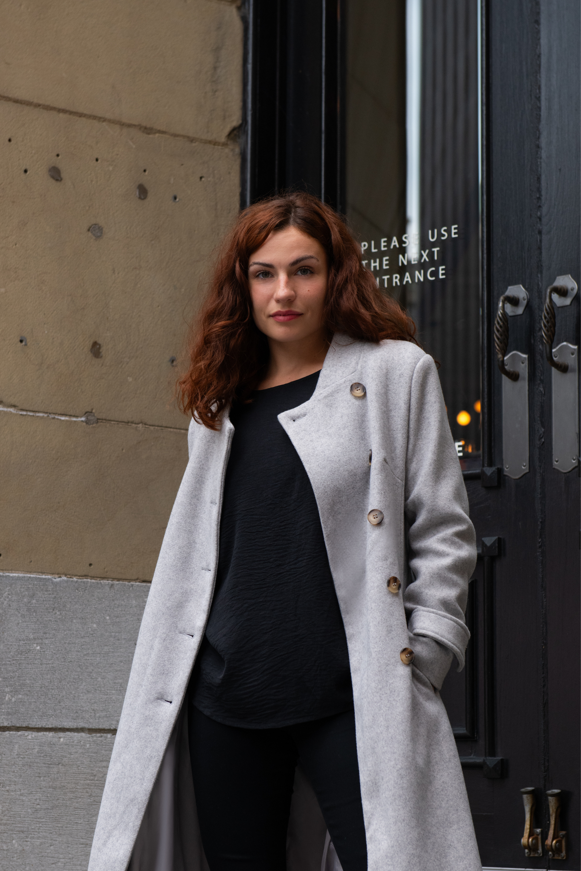 Harper Retro Flared Coat Side Buttons Elegant - Velora Luxury Fashion