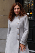 Harper Retro Flared Coat Side Buttons Elegant - Velora Luxury Fashion
