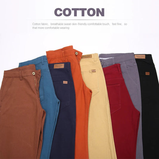 Classic Multiple Colour Men's Khaki Casual Pants New Business Fashion Office Leisure Comfortable Cotton Stretchy Slim Trousers - Velora