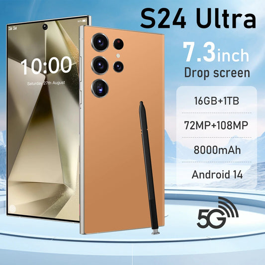 Hot Selling S24 Ultra 5G 7.3-Inch HD Screen Original Smart Phone High Quality Sound Smartphones Equipped with Stereo Speakers - Velora