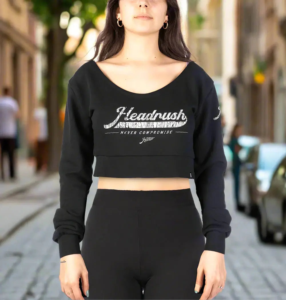 Headrush Angel Wings Cropped V-Neck Sweatshirt - Velora Luxury Fashion