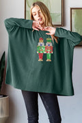 Heimish Sequin Nutcracker Long Sleeve Ribbed Top - Velora Luxury Fashion