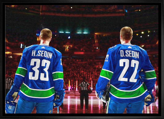 Henrik Sedin and Daniel Sedin 20x29 Framed Canvas Canucks Anthem-H - Velora Luxury Fashion