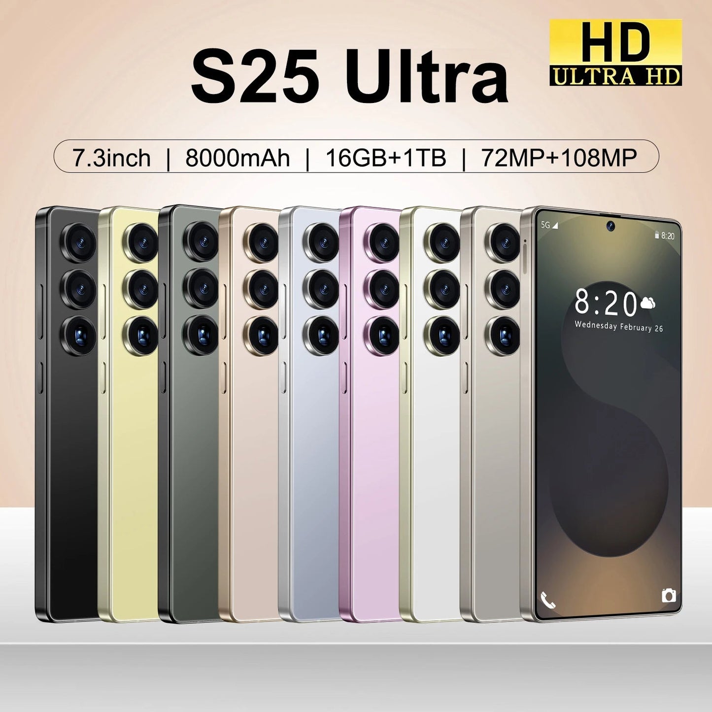RTS S25 ULTRA Original 16+512GB 72MP+108MP Dual Rear Camera Face Unlock Full Display Android 14 7.3inch GPS Smart Mobile Phone - Velora
