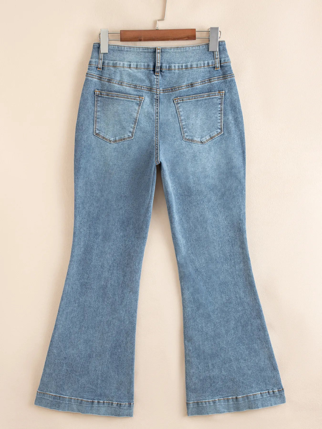 High-Waisted Flare Jeans with Seam Detail - Velora Luxury Fashion