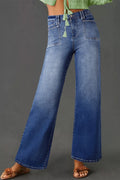 High-Waisted Wide-Leg Vintage Wash Jeans - Velora Luxury Fashion