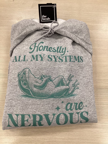 Honestly, All My Systems Are Nervous Frog Hoodie - Velora Luxury Fashion