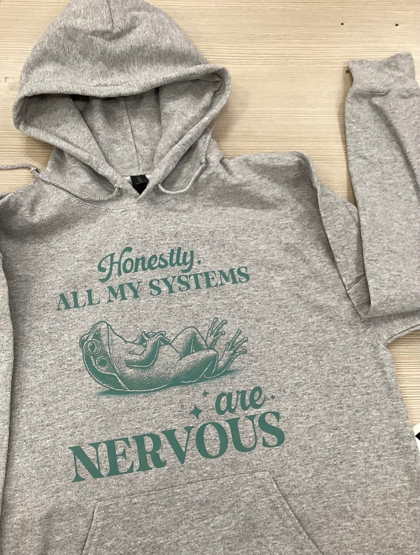 Honestly, All My Systems Are Nervous Frog Hoodie - Velora Luxury Fashion