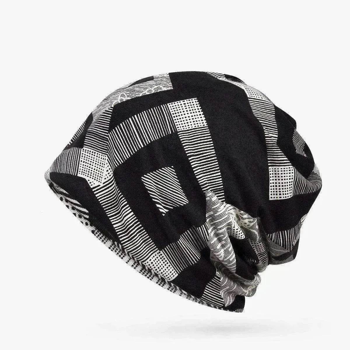 Hooded Cap And Bib Dual-use Men And Women Geometric Baotou Piled Hats - Velora