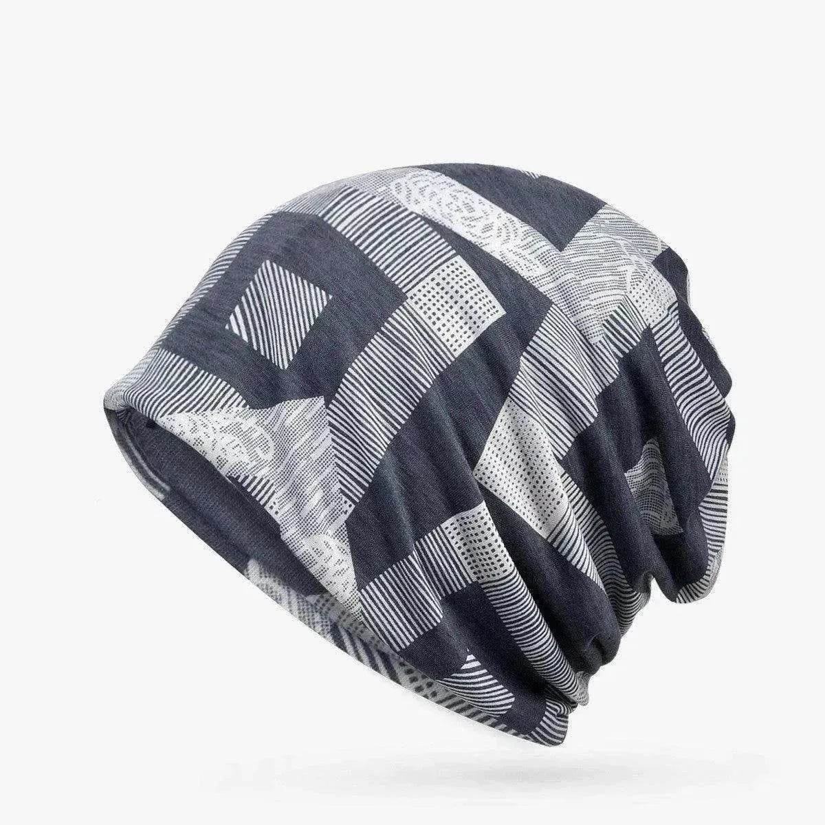 Hooded Cap And Bib Dual-use Men And Women Geometric Baotou Piled Hats - Velora