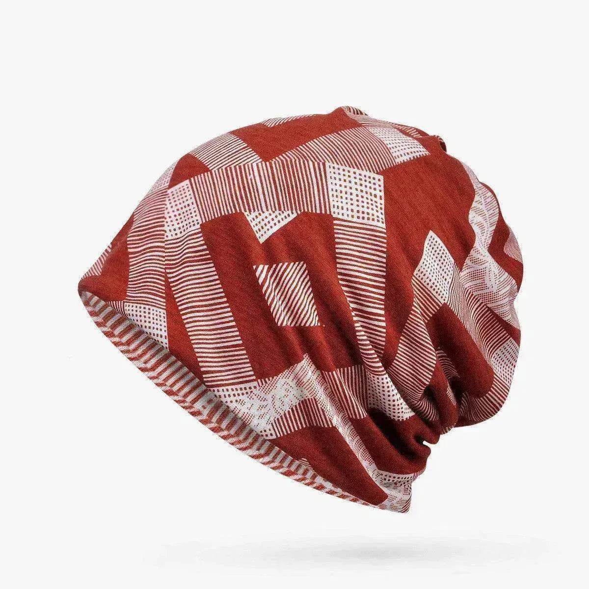 Hooded Cap And Bib Dual-use Men And Women Geometric Baotou Piled Hats - Velora