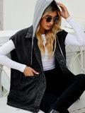 Hooded Sleeveless Denim Top with Pockets - Velora Luxury Fashion