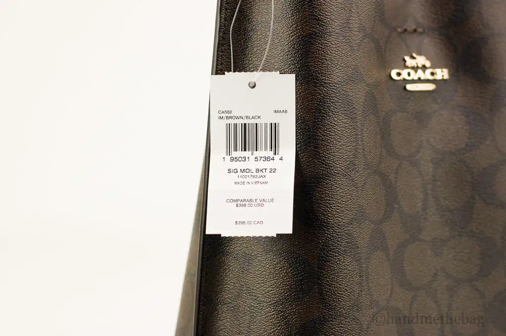Coach (CA582) Mollie 22 Small Brown Black Coated Canvas Bucket Crossbody Handbag