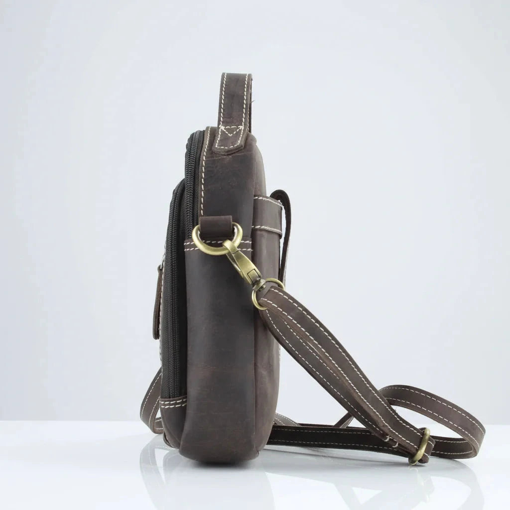 Hunter Leather Bag with Top Handle - Velora Luxury Fashion