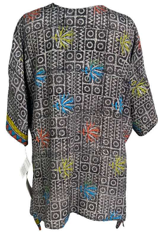 PRC6469 Avatar Pure Silk Long Tunic with Side Ties - Velora