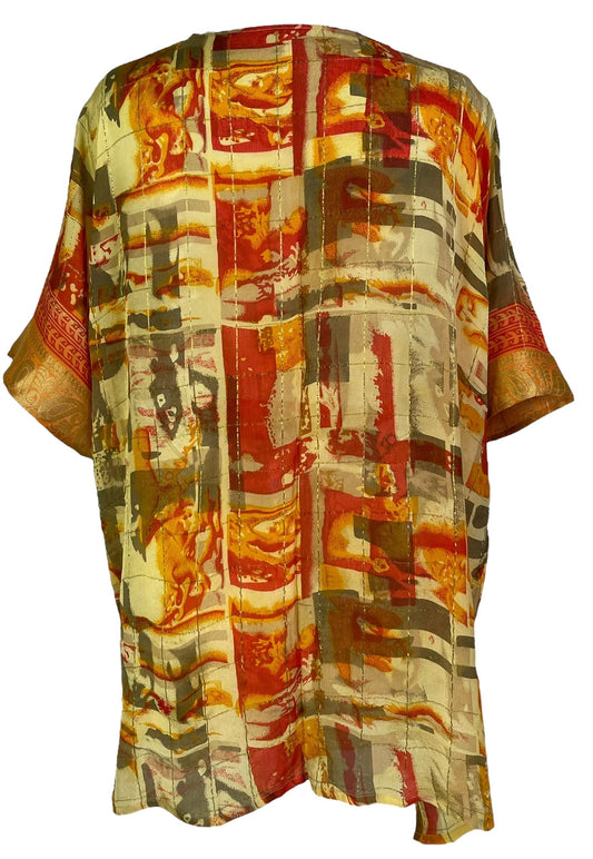 PRG6898 Sheer Avatar Pure Silk Kimono-Sleeved Jacket with Belt - Velora
