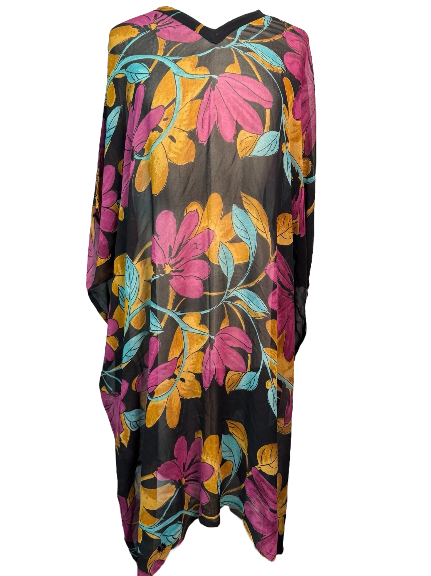 PRG7341 Sheer Avatar Pure Silk Midi Length Kaftan - Velora