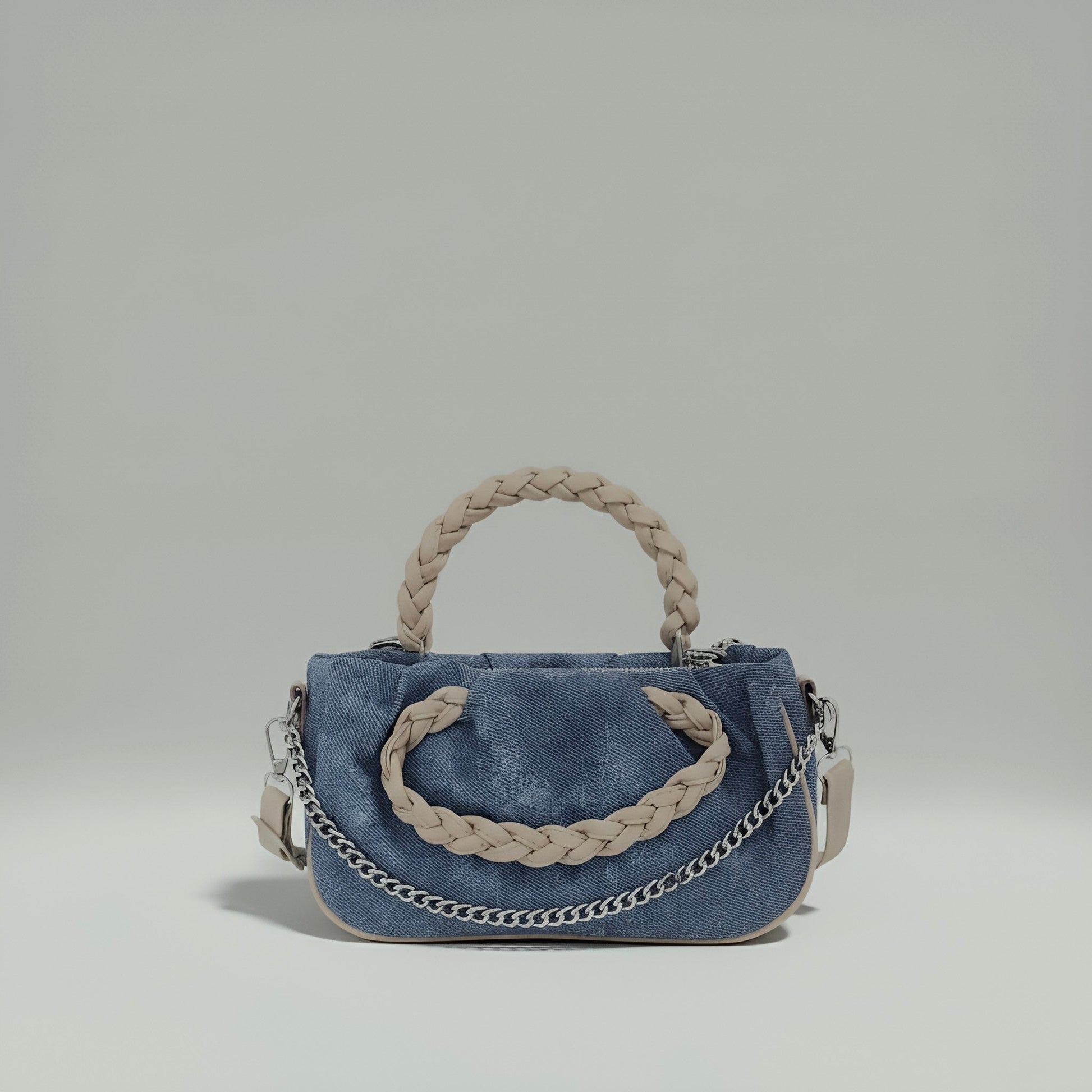 AVA - Denim crossbody chain detailed bag - Velora