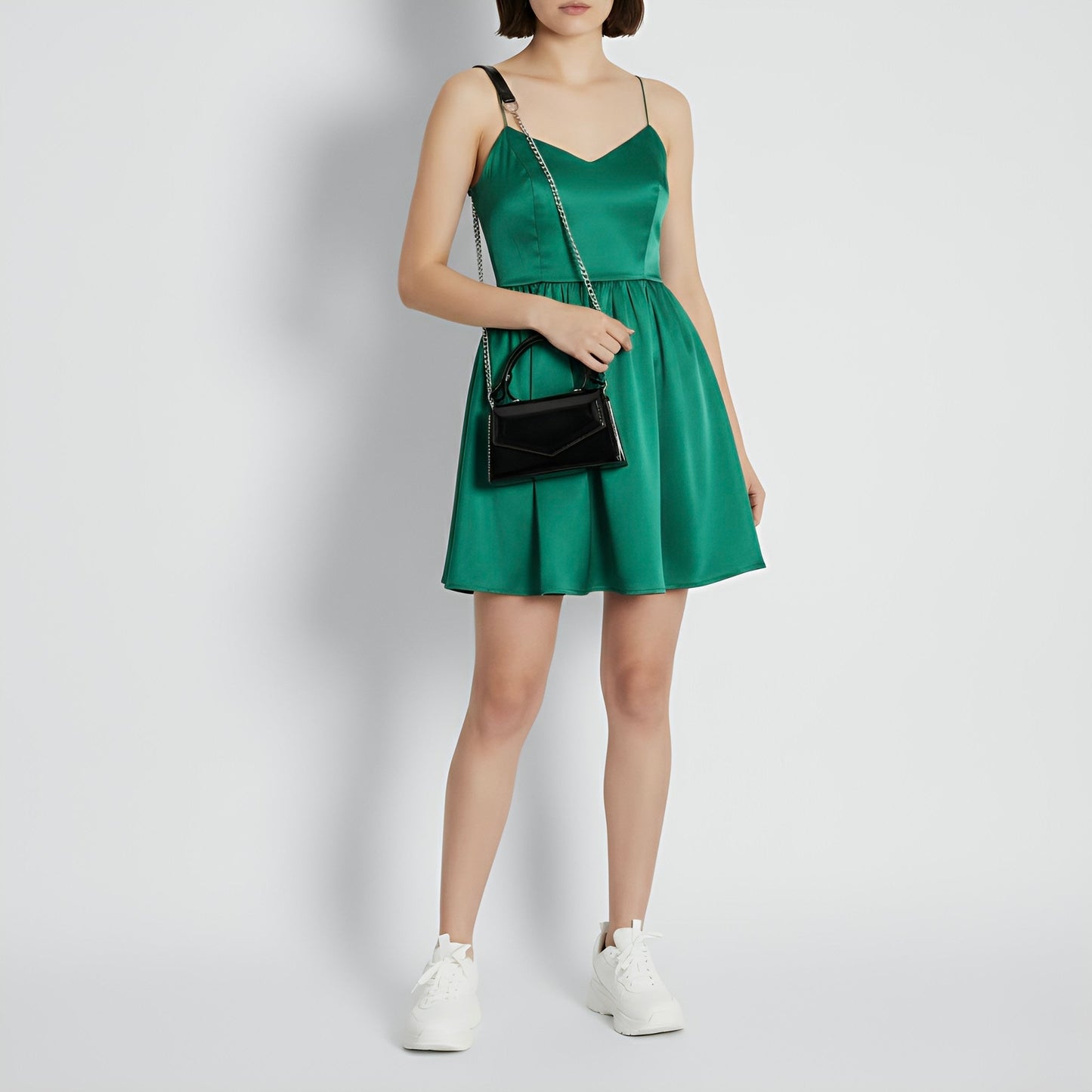 CHERRY - Glossy Chic Mini Leather Crossbody Bag - Cherry Red & Black - Velora