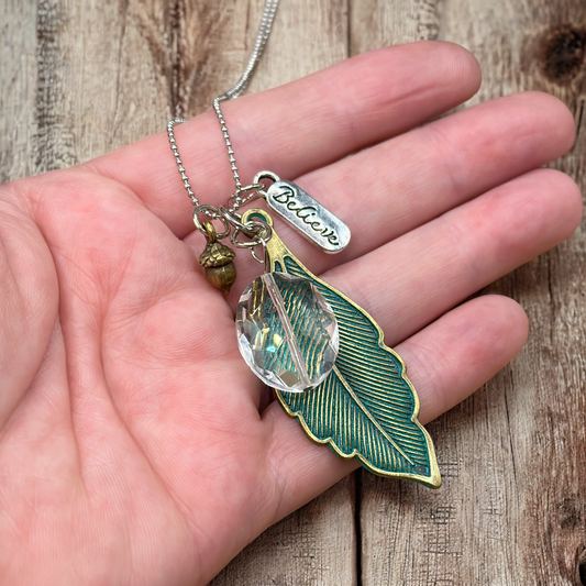 Patina Leaf Necklace - Velora