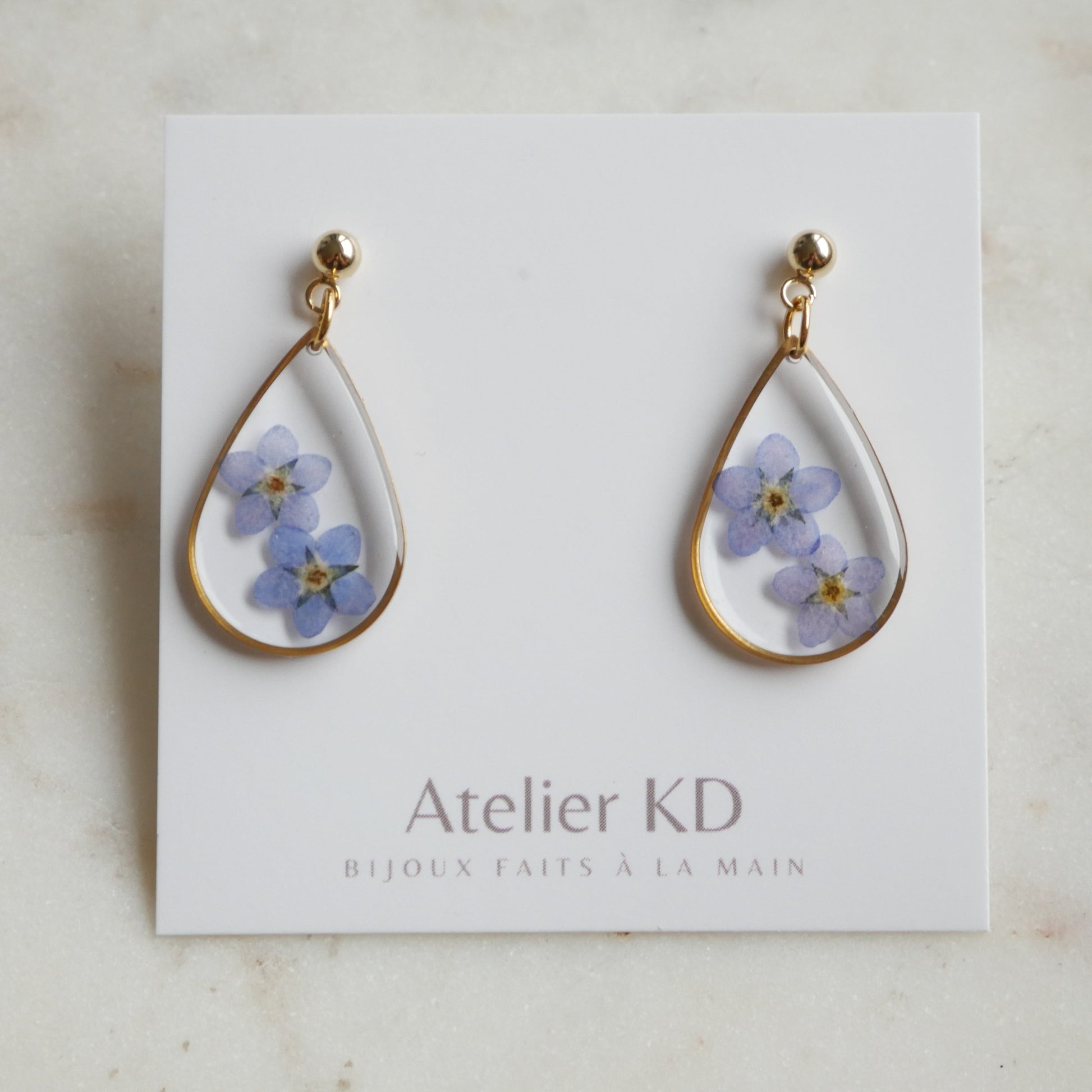 Boucles d’oreilles duo myosotis - goute (grande) - Velora