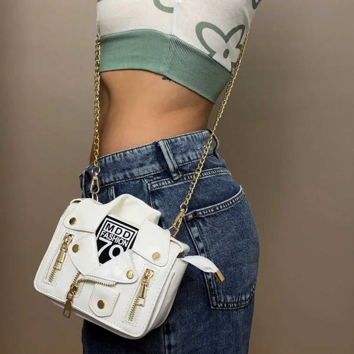 NOVA Mini Leather Crossbody Bag with Chain Strap - Velora