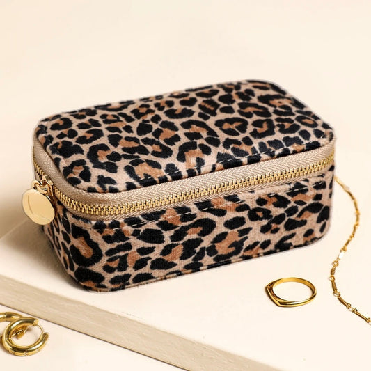 Leopard Print Velvet Jewellery Case