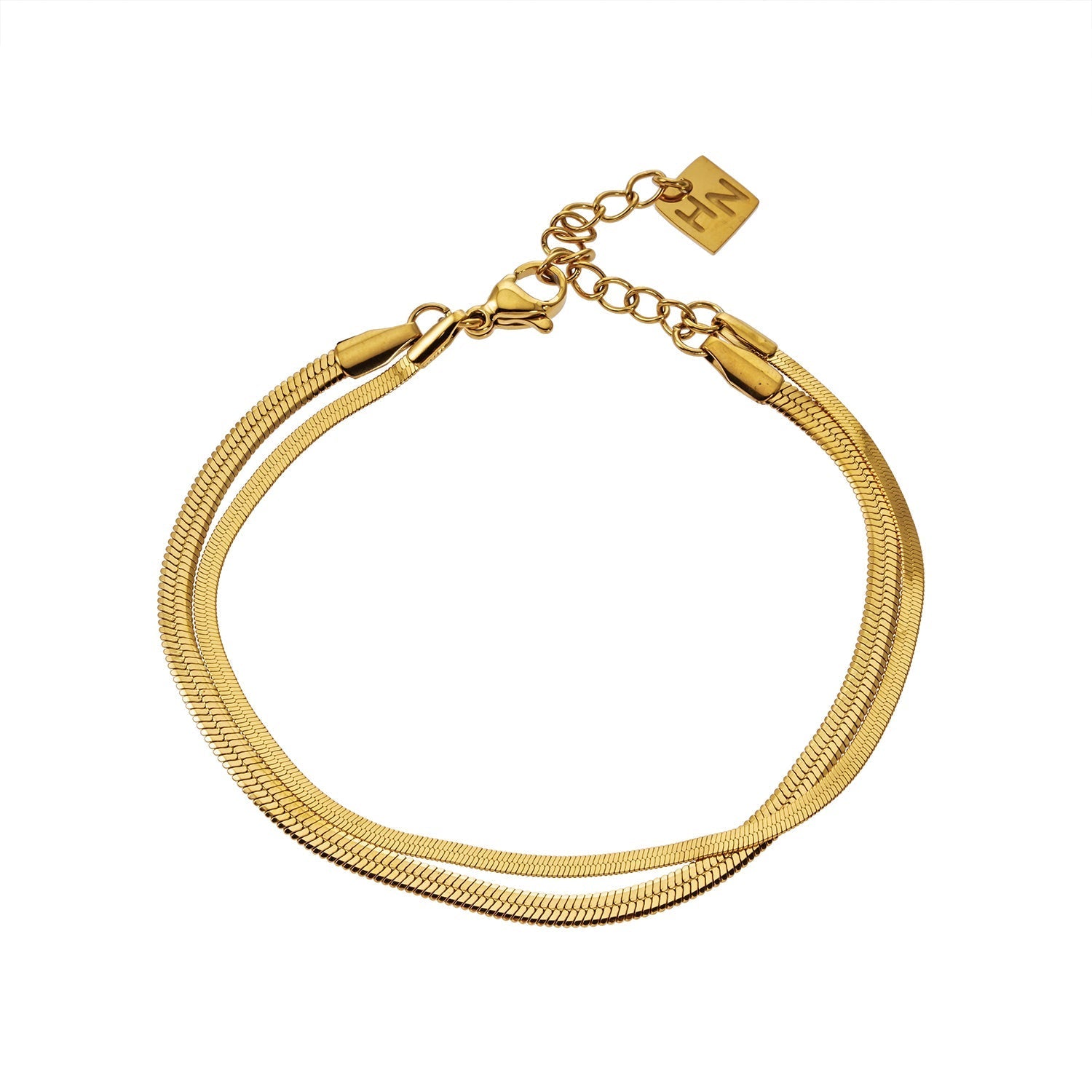 INESE: Snake-Skin Textured 2-Layer Gold Bracelet - Velora Luxury Fashion