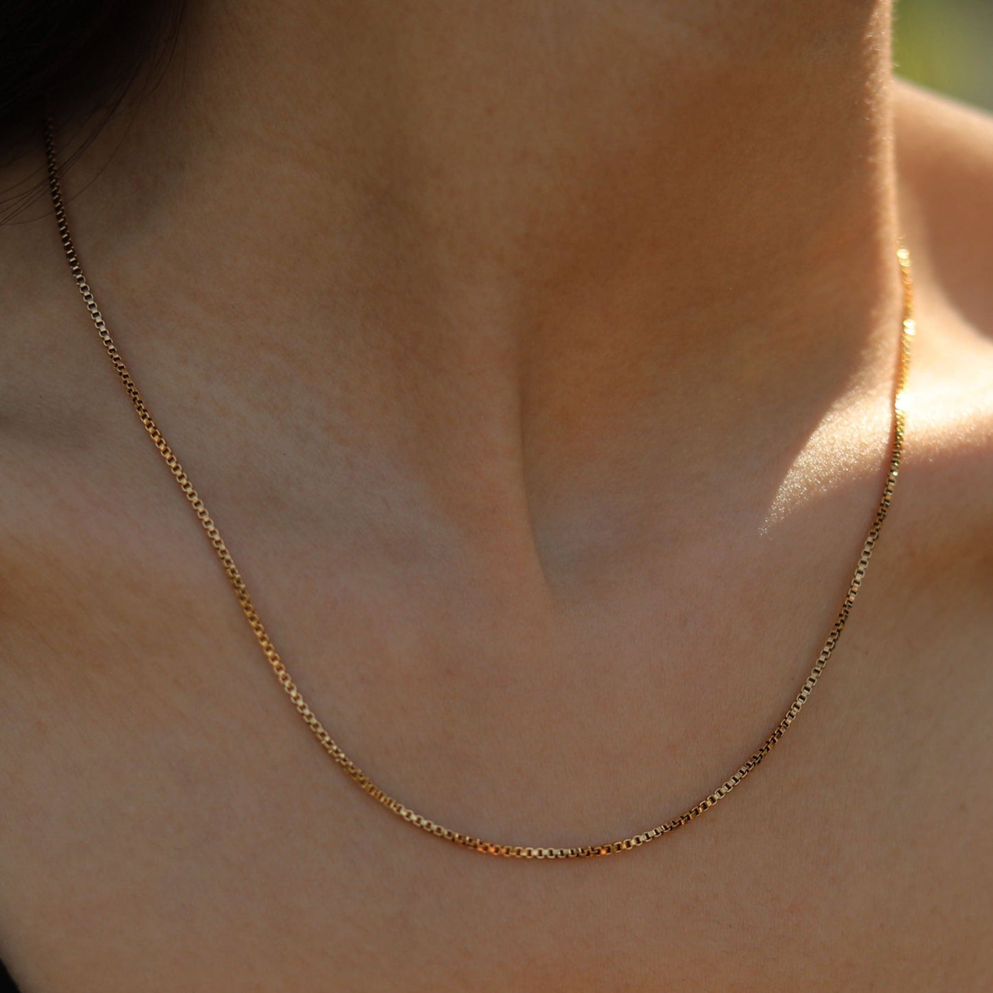 INGA: Mini-Box Chain Necklace in Gold - Velora Luxury Fashion
